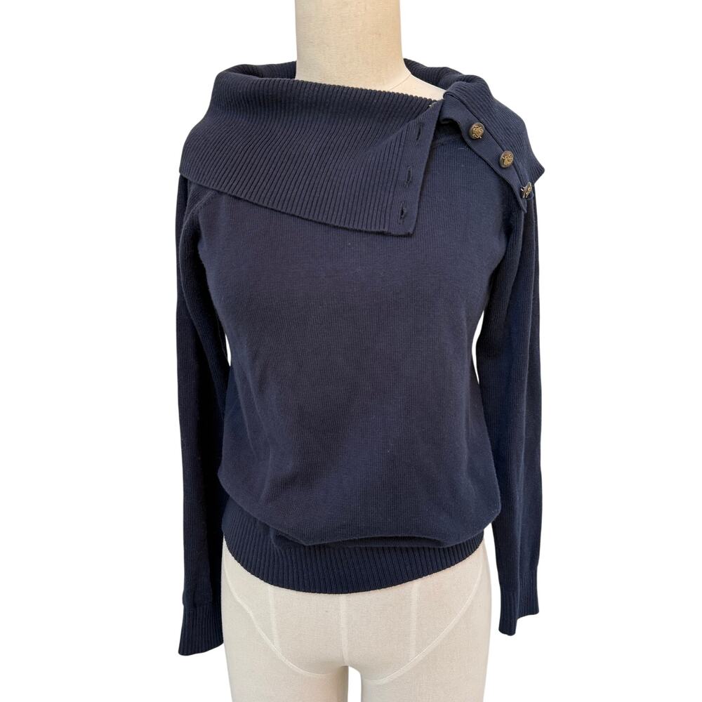 Lauren Ralph Lauren L90716 Womens Navy Turtleneck Sweater Size XS Small